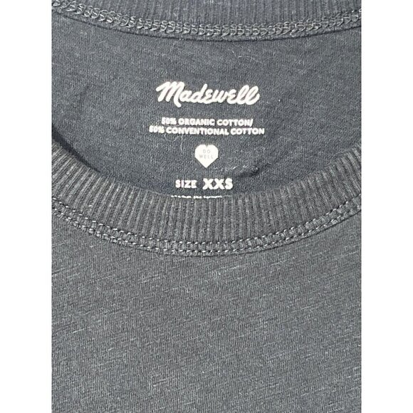 Madewell Whisper Cotton Rib-Crewneck Tee in True Black XXSmall Womens as-is - Picture 8 of 9